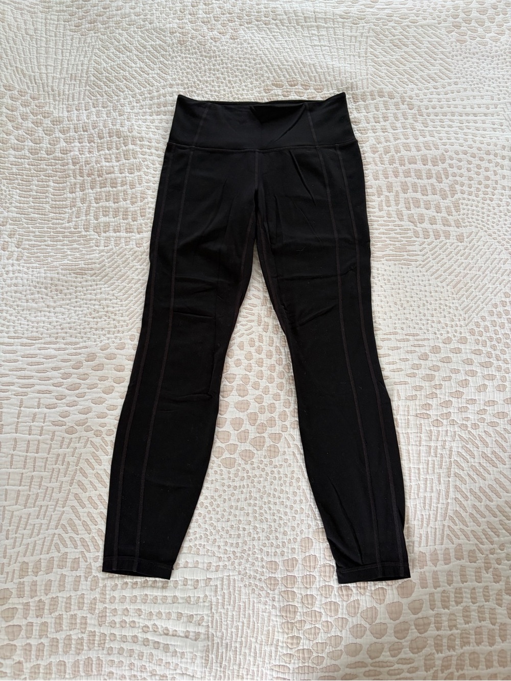 Athleta Black High-Waist Leggings with Seam Detailing